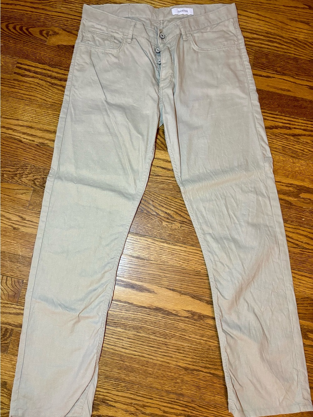 Gustin Linen-Cotton Slim Straight Pants – Light Khaki | Waist 34